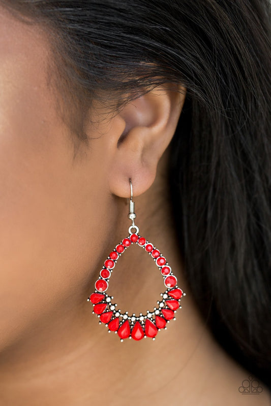 Crystal Waters - red - Paparazz earrings