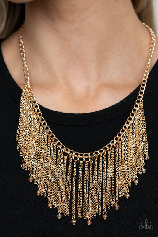 Cue the Fireworks - gold - Paparazzi necklace