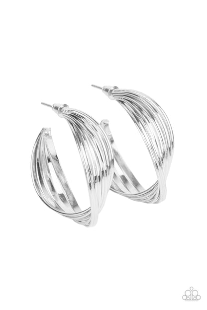 Curves In All The Right Places - silver - Paparazzi earrings