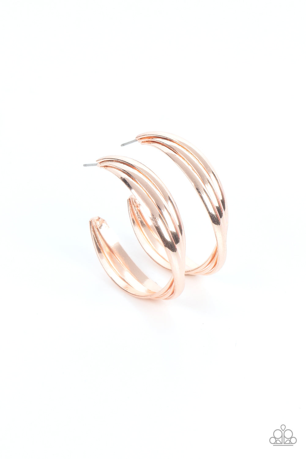 Curvy Charmer - rose gold - Paparazzi earrings