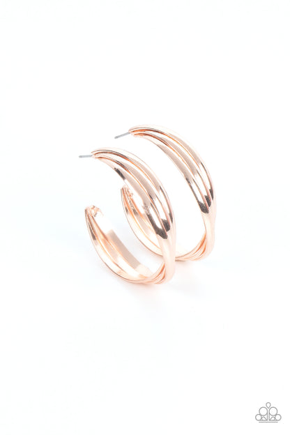Curvy Charmer - rose gold - Paparazzi earrings