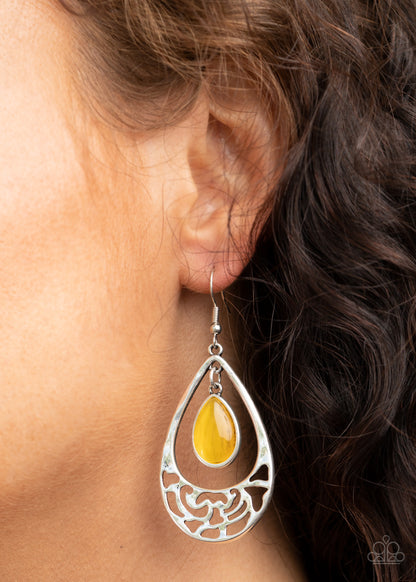 DEW You Feel Me? - yellow - Paparazzi earrings