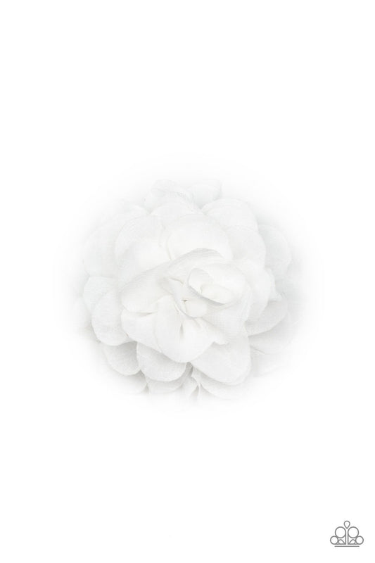 Dahlia Diva-white-Paparazzi hair clip