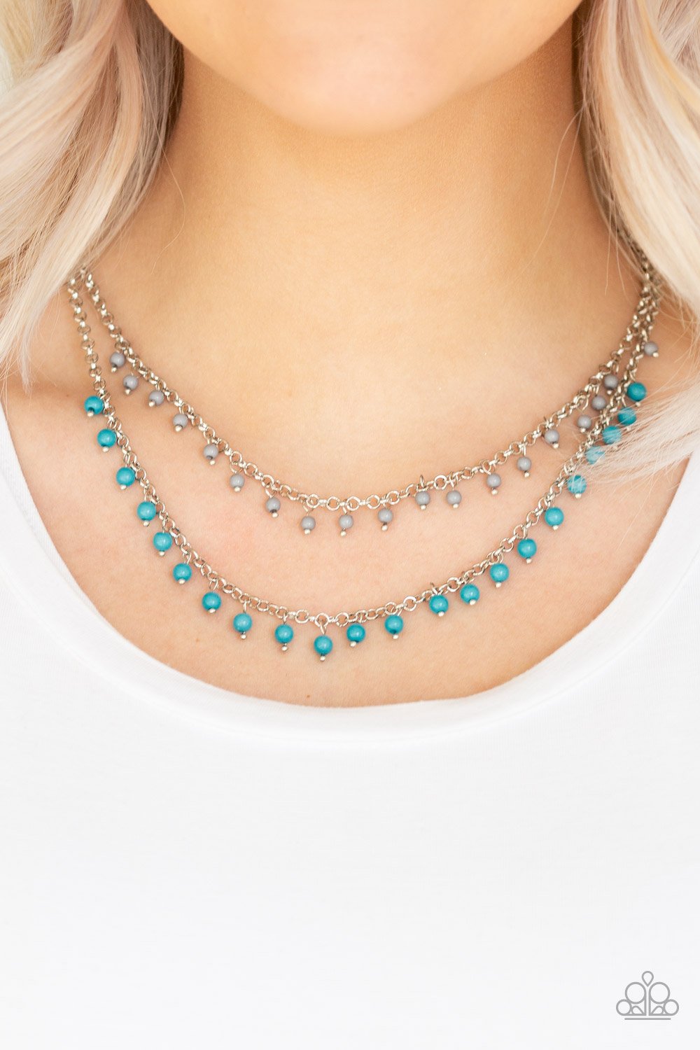 Dainty Distraction - blue - Paparazzi necklace – JewelryBlingThing