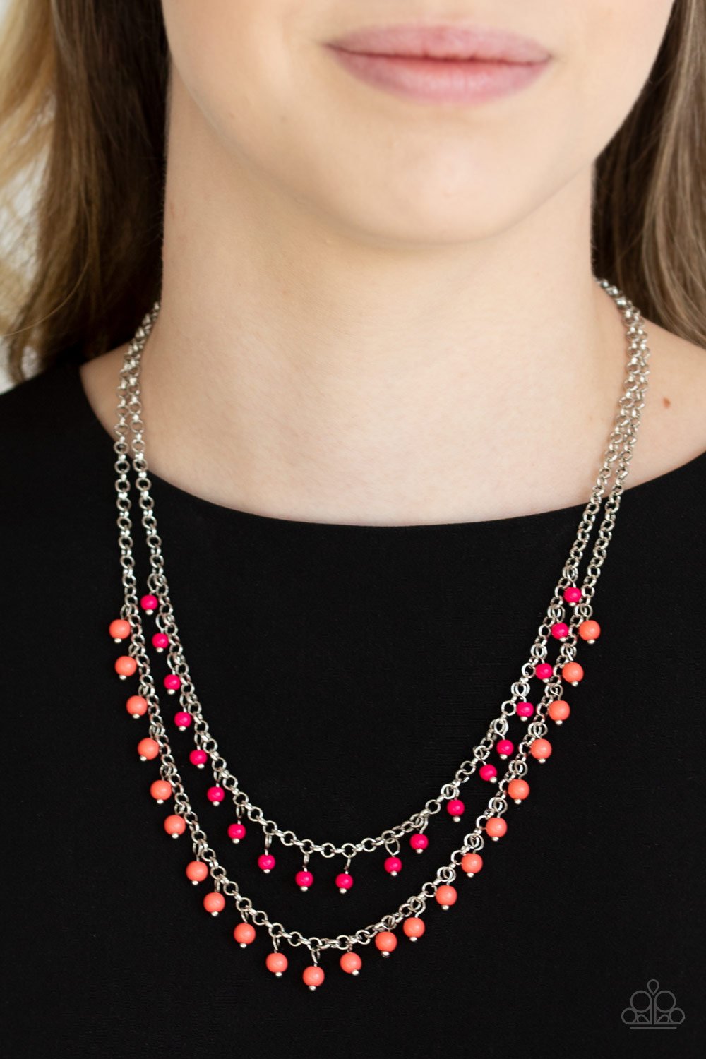 Dainty Distraction-orange-Paparazzi necklace