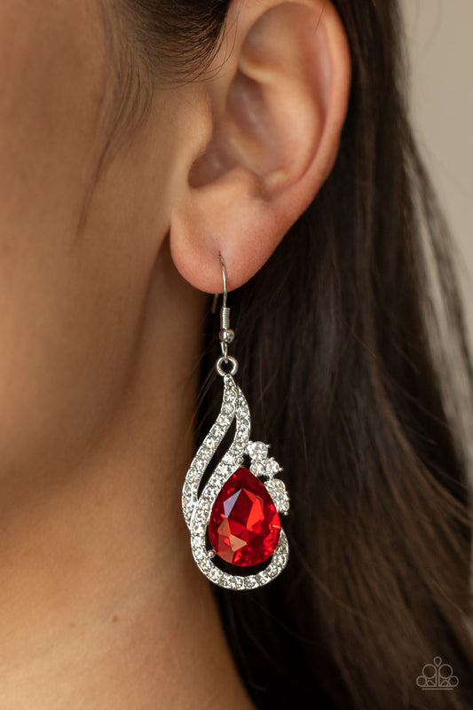 Dancefloor Diva - red - Paparazzi earrings