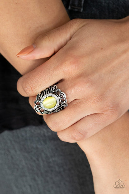 Dashingly Dewy-yellow-Paparazzi ring