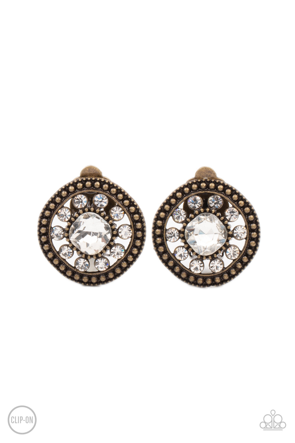 Dazzling Definition - brass - Paparazzi CLIP ON earrings