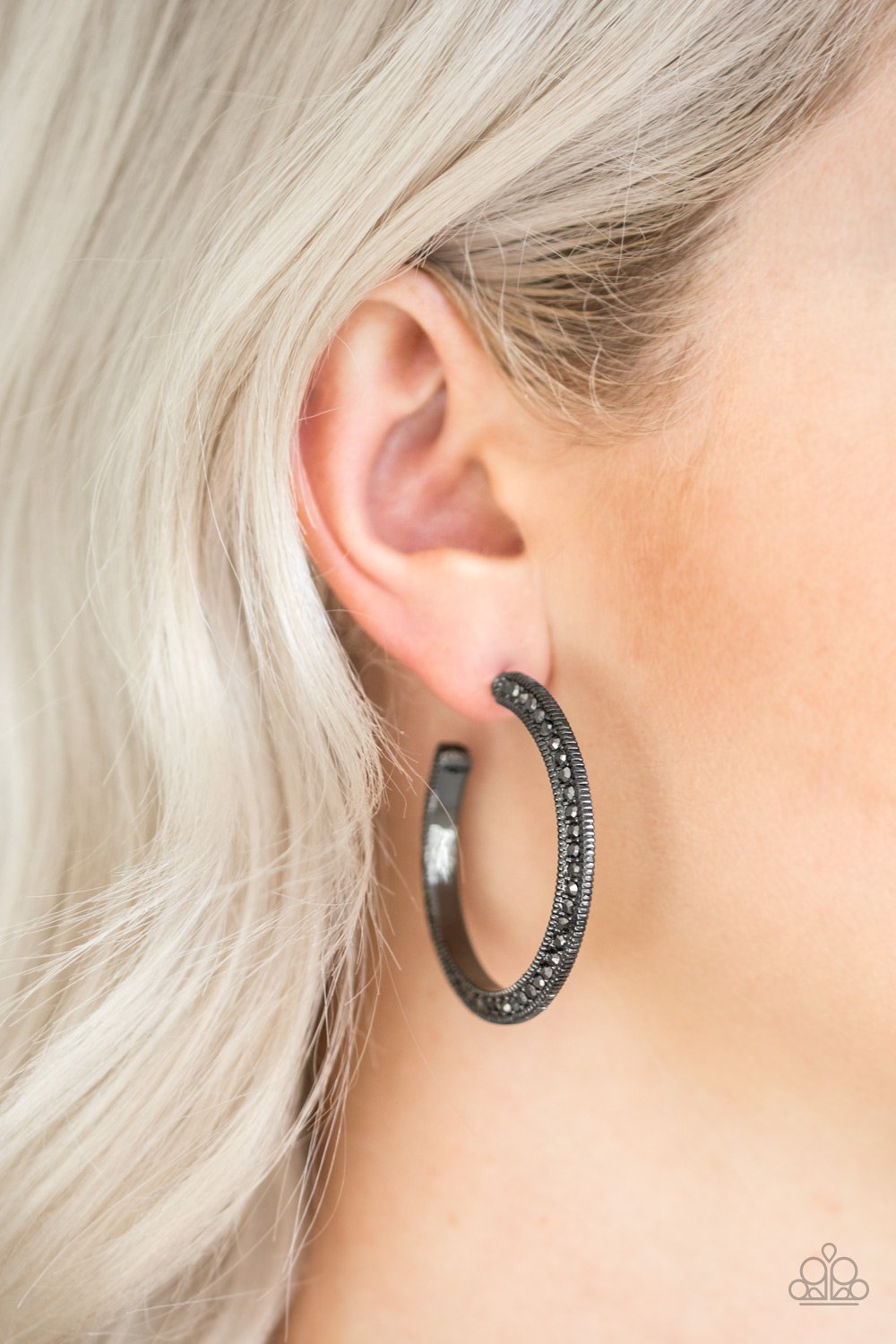 Dazzling DIAMOND-naire-black-Paparazzi earrings