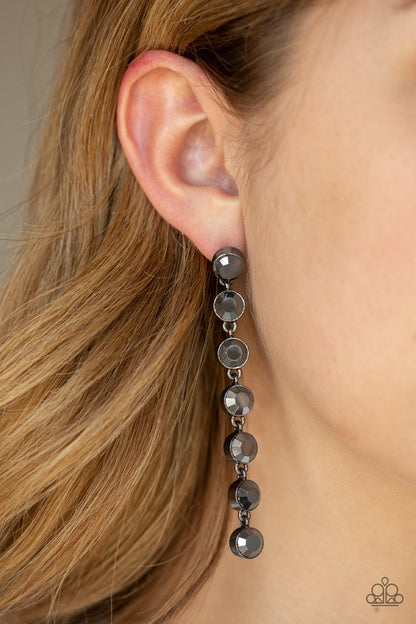 Dazzling Debonair-black-Paparazzi earrings