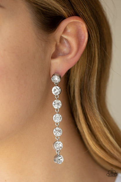 Dazzling Debonair-white-Paparazzi earrings