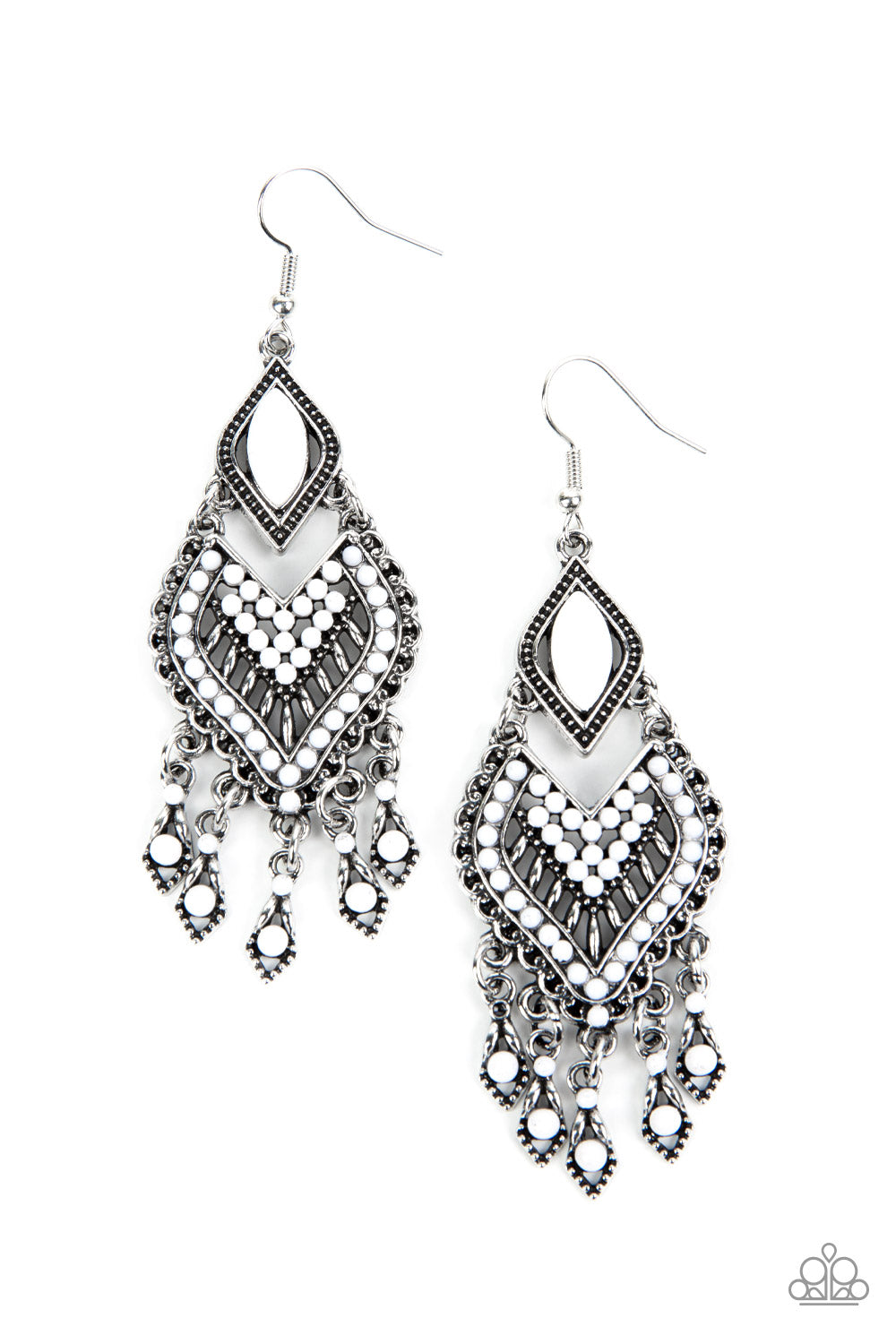 Dearly Debonair - white - Paparazzi earrings