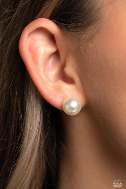 Debutante Details - white - Paparazzi earrings