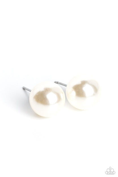 Debutante Details - white - Paparazzi earrings