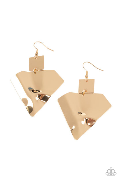 Deceivingly Deco - gold - Paparazzi earrings