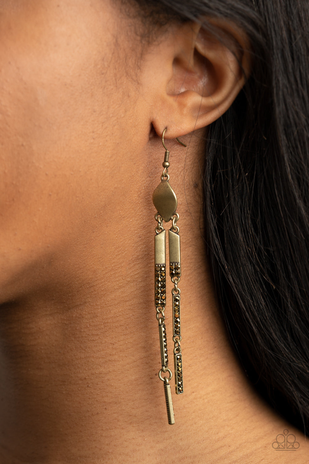 Defined Dazzle - brass - Paparazzi earrings