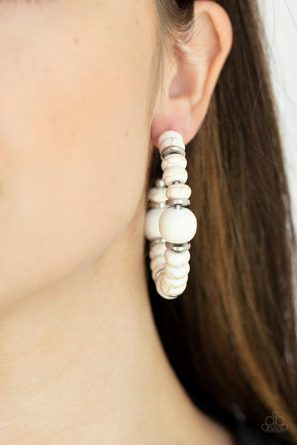 Definitely Down-To-Earth - white - Paparazzi earrings