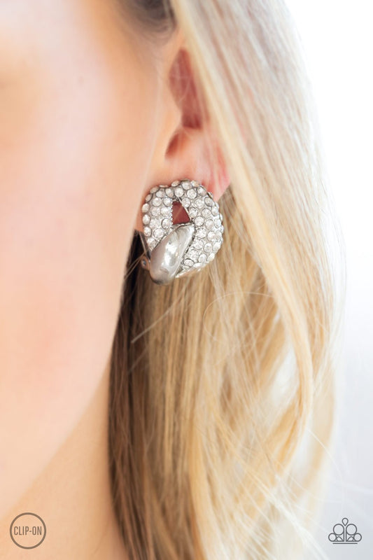 Definitely Date Night-white-Paparazzi CLIP ON earrings