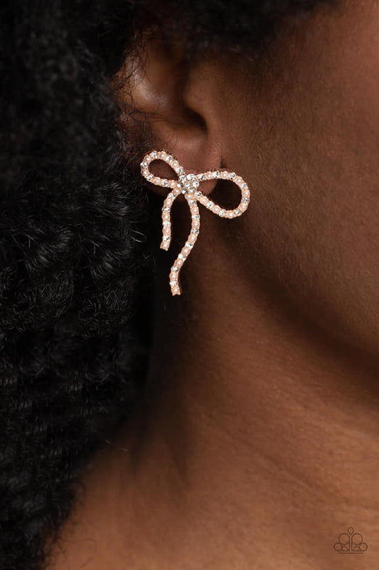 Deluxe Duet - rose gold - Paparazzi earrings