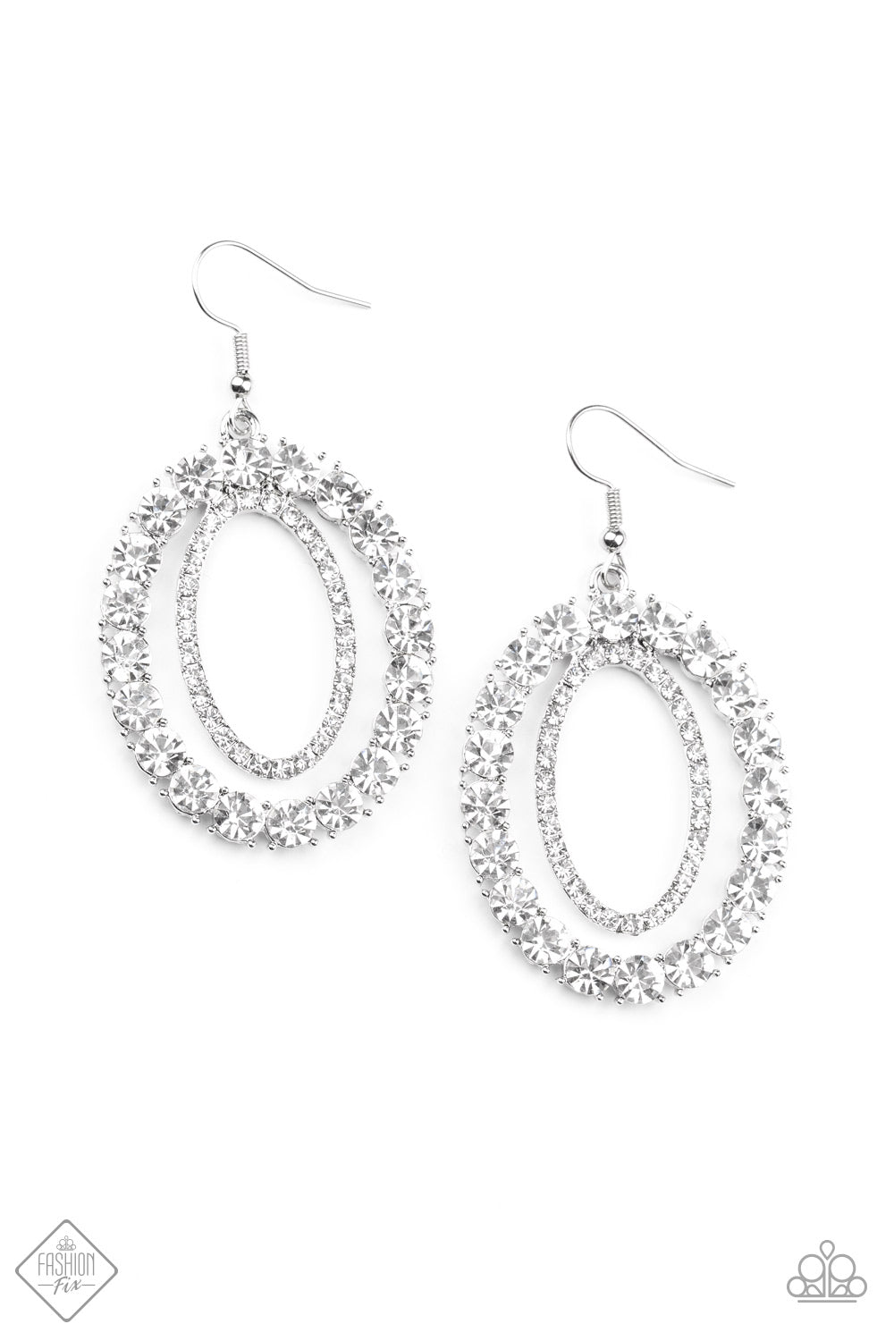 Deluxe Luxury - white - Paparazzi earrings