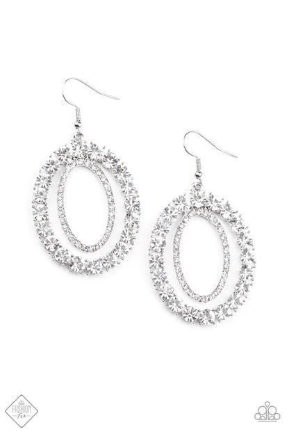 Deluxe Luxury - white - Paparazzi earrings