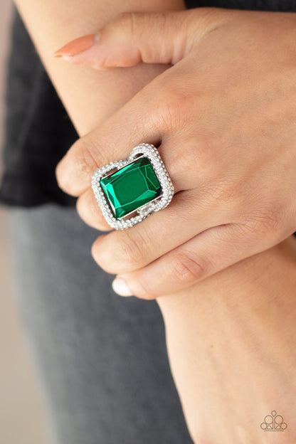 Deluxe Decadence-green-Paparazzi ring