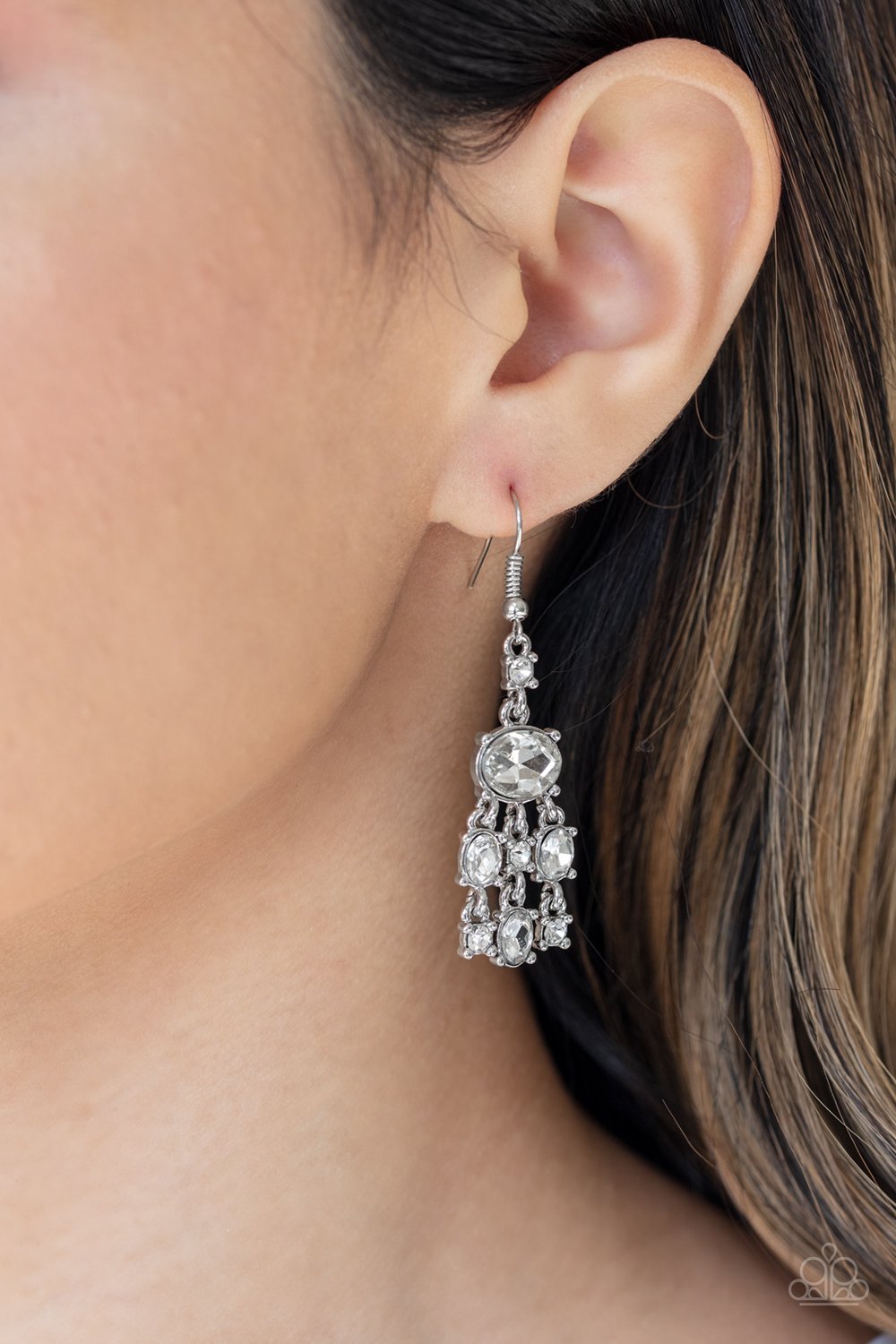 Demurely Divine-white-Paparazzi earrings