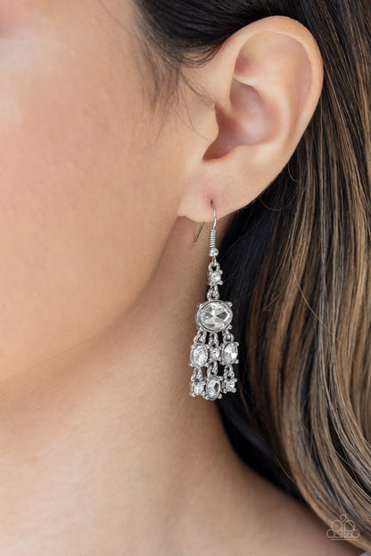 Demurely Divine-white-Paparazzi earrings