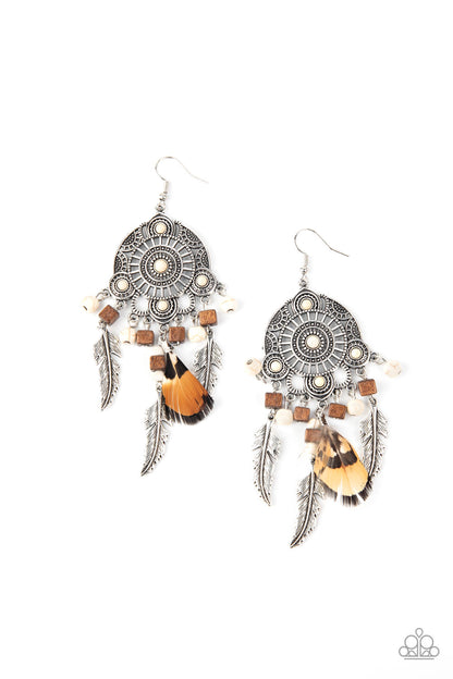 Desert Plains - white - Paparazzi earrings
