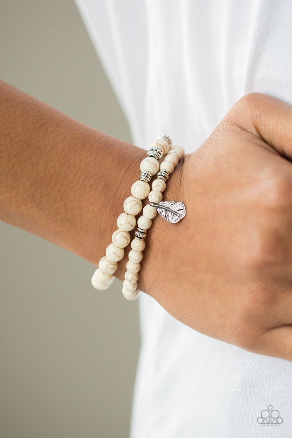 Desert Dove-white-Paparazzi bracelet