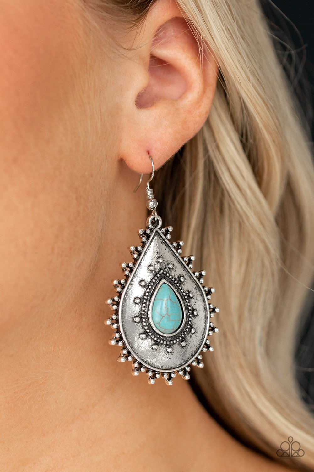 Desert Drama-blue-Paparazzi earrings
