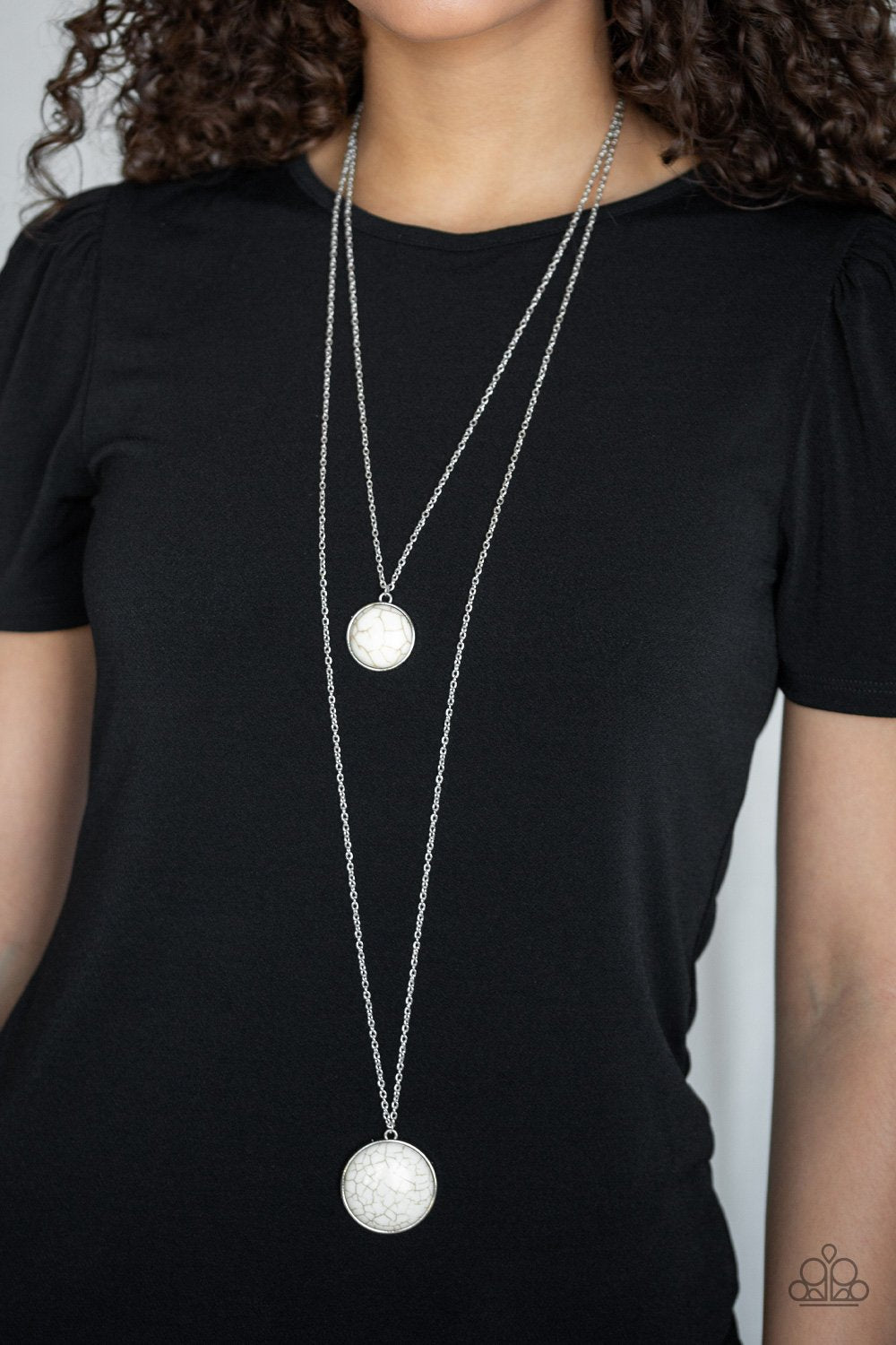 Desert Medallions-white-Paparazzi necklace