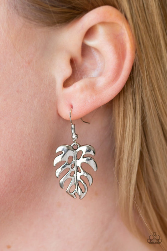 Desert Palms-silver-Paparazzi earrings