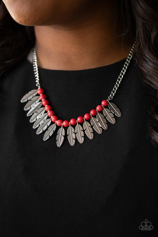 Desert Plumes-red-Paparazzi necklace