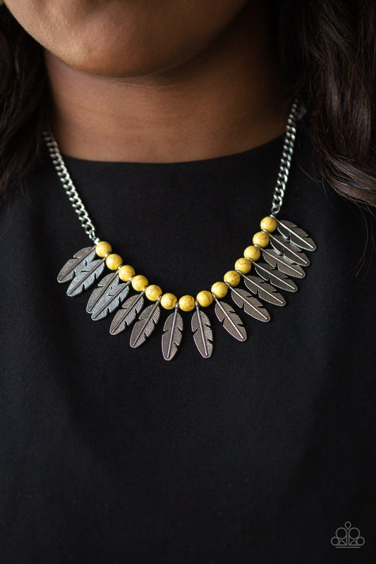 Desert Plumes-yellow-Paparazzi necklace