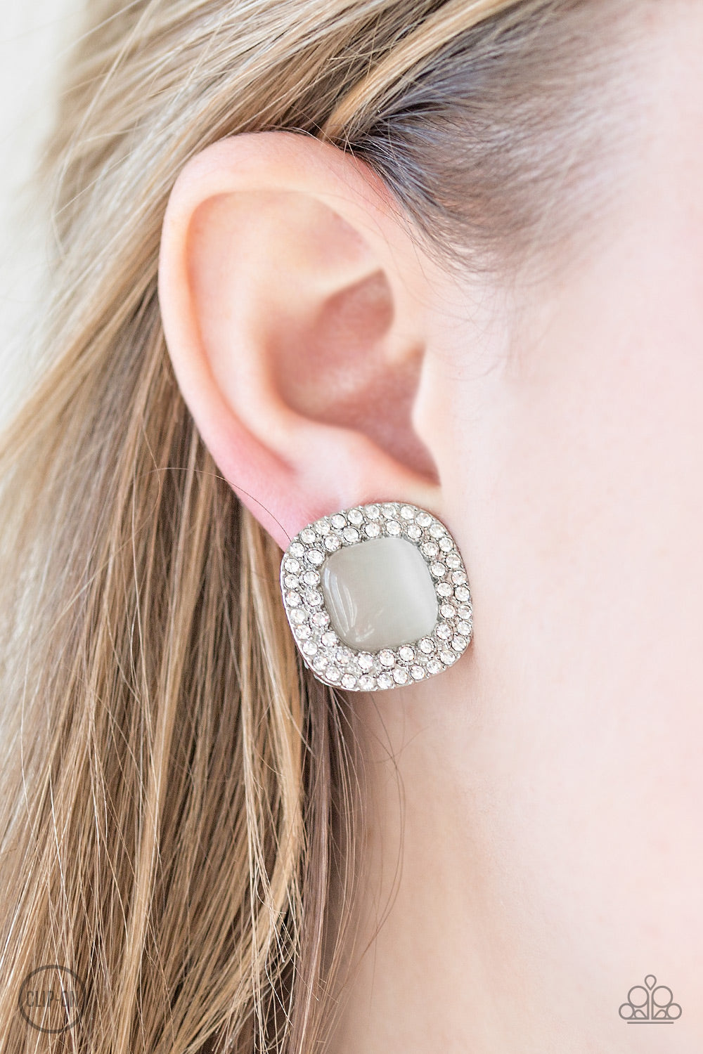 Dew What I DEW - White CLIP ONS  - Paparazzi earrings