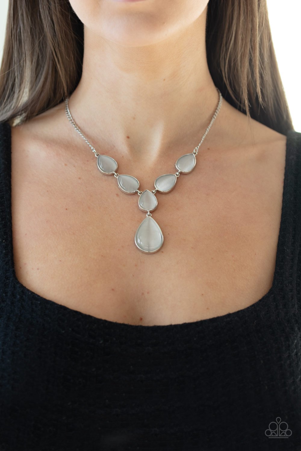 Dewy Decadence-white-Paparazzi necklace