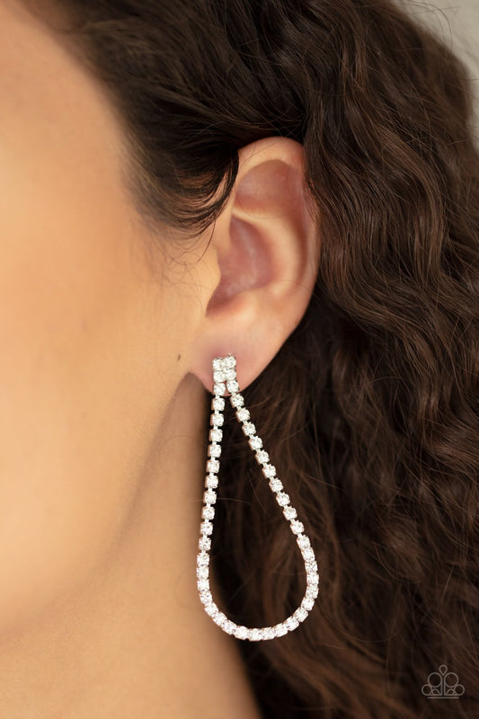 Diamond Drops-white-Paparazzi earrings