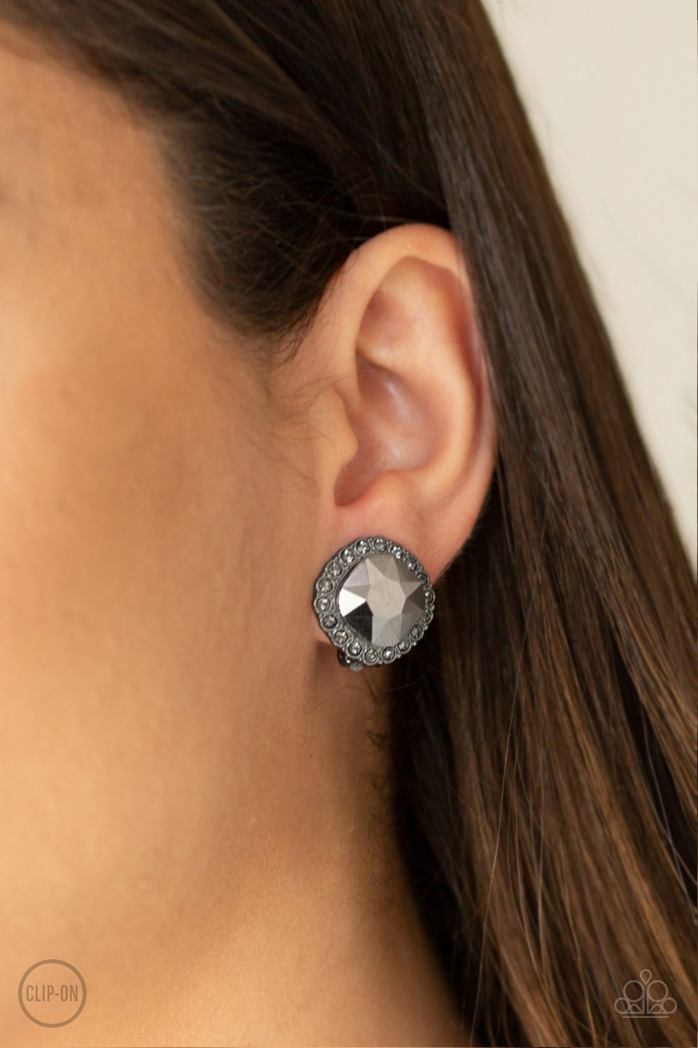 Diamond Duchess-black-Paparazzi CLIP ON earrings