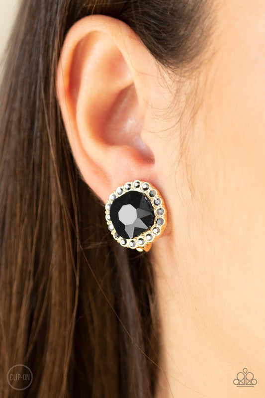 Diamond Duchess-gold-Paparazzi CLIP ON earrings