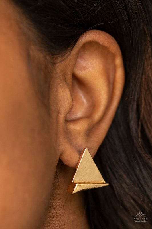 Die TRI-ing - gold - Paparazzi earrings