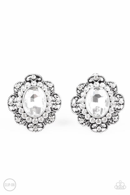 Dine and Dapper - white - Paparazzi CLIP ON earrings