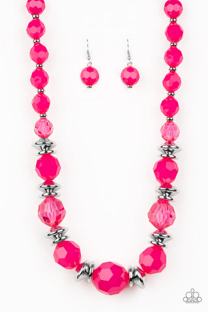 Dine and Dash - pink - Paparazzi necklace