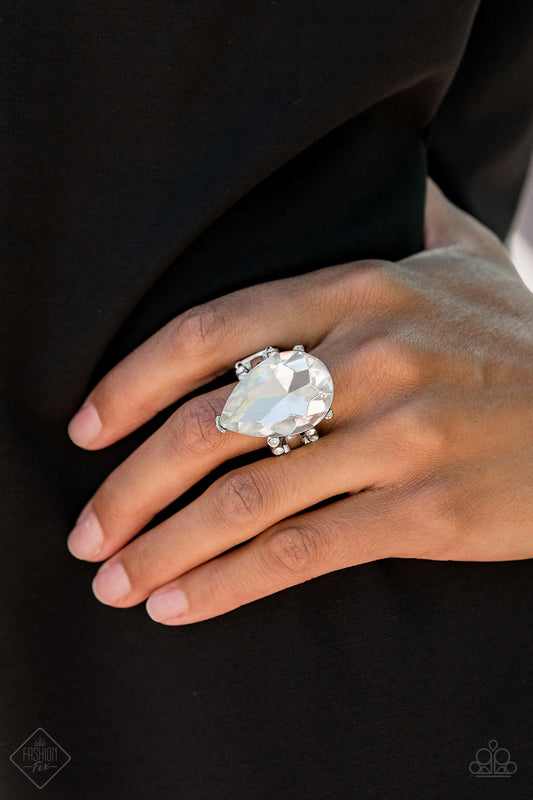 Dining On Dazzle - white - Paparazzi ring