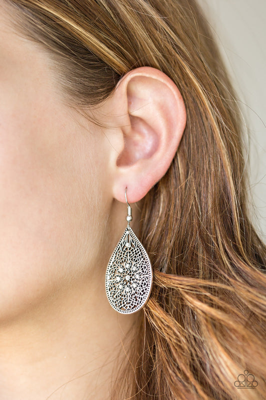 Dinner Party Posh - white - Paparazzi earrings
