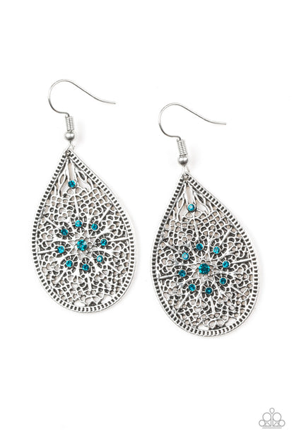 Dinner Party Posh - blue - Paparazzi earrings