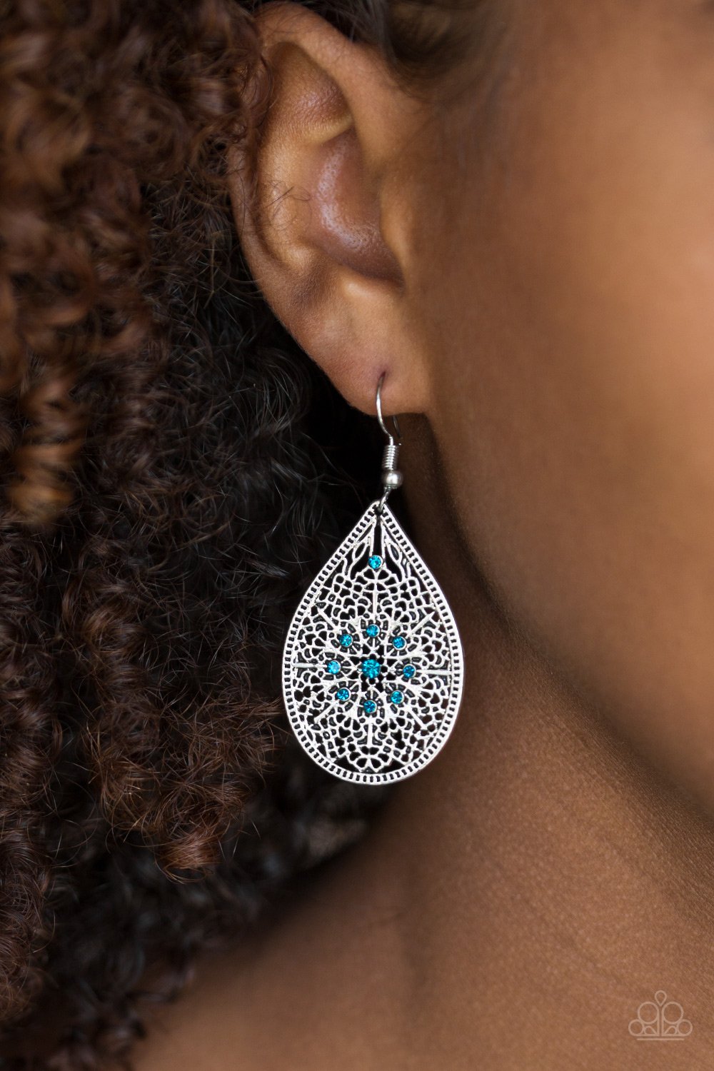 Dinner Party Posh-blue-Paparazzi earrings