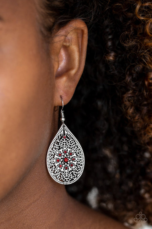 Dinner Party Posh - red - Paparazzi earrings