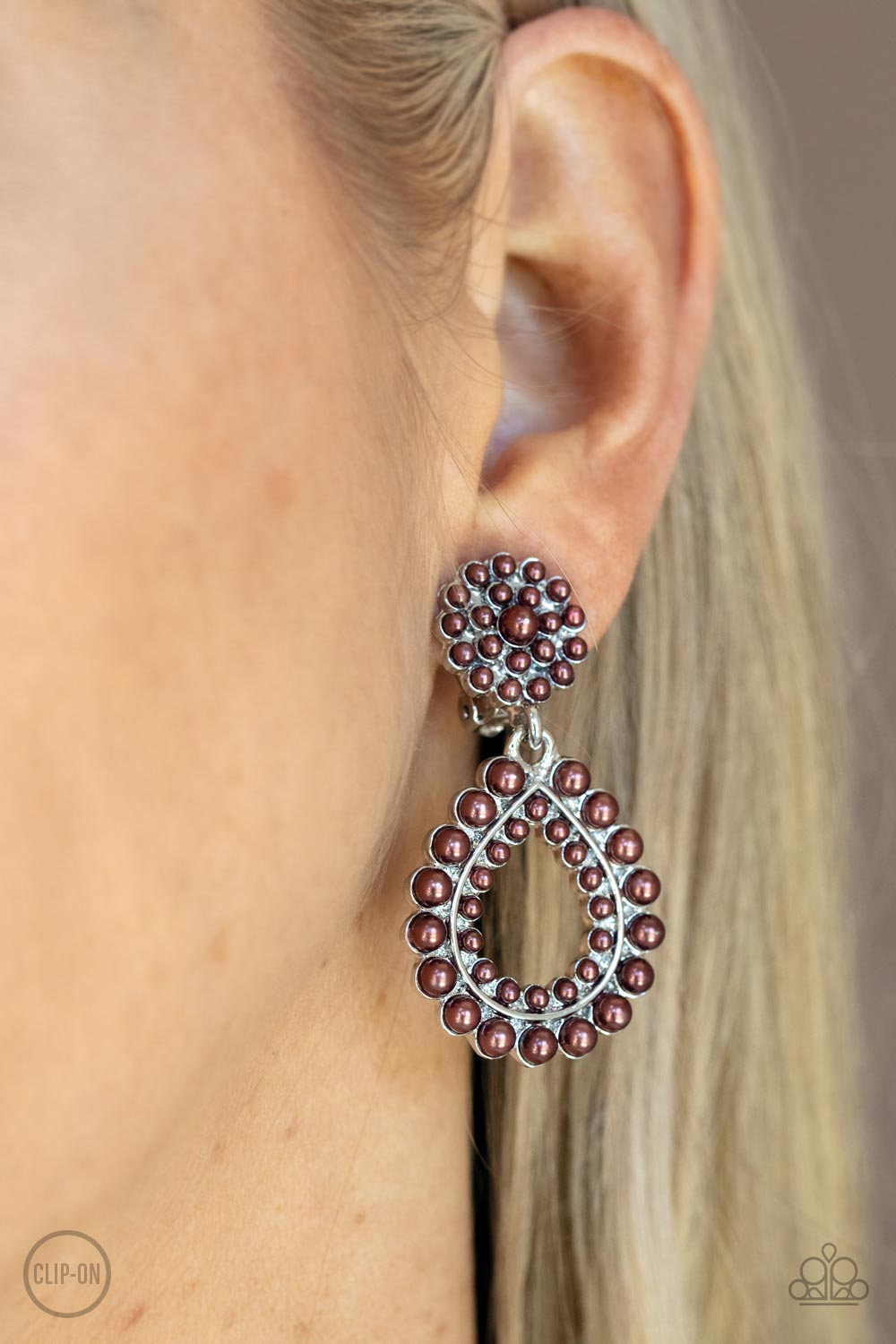 Discerning Droplets - brown - Paparazzi CLIP ON earrings