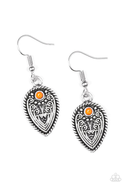 Distance Pasture - orange - Paparazzi earrings